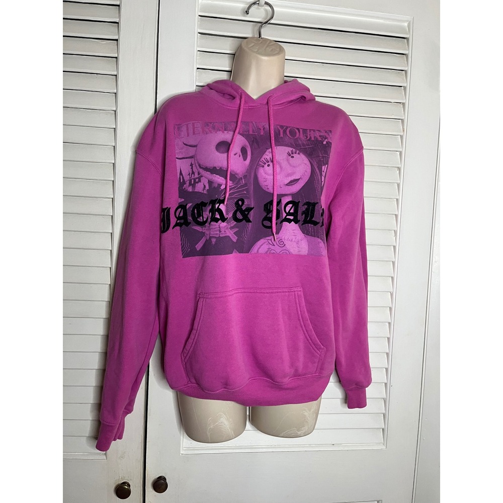 Disney Nightmare Before Christmas Jack & Sally Pink Hoodie Sweatshirt Small